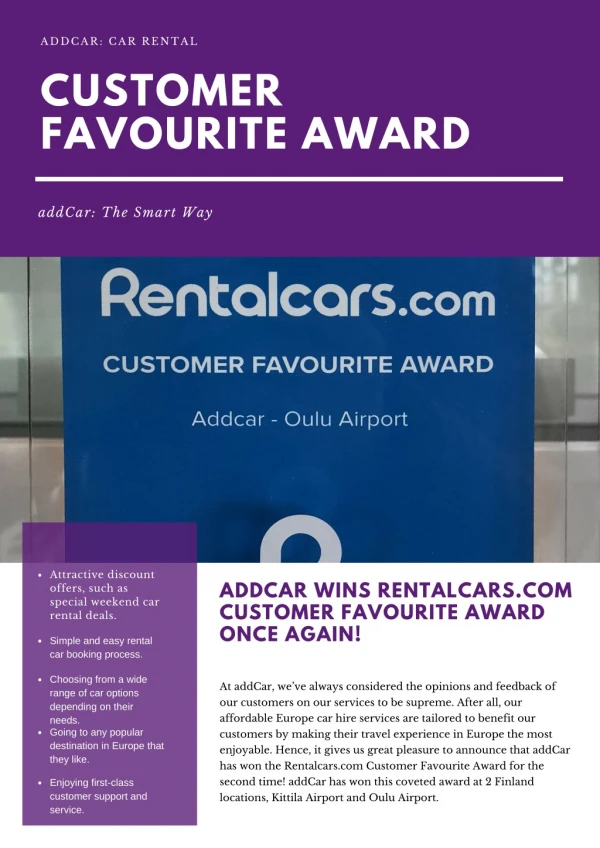 addCar Wins Rentalcars.com Customer Favourite Award Once Again!
