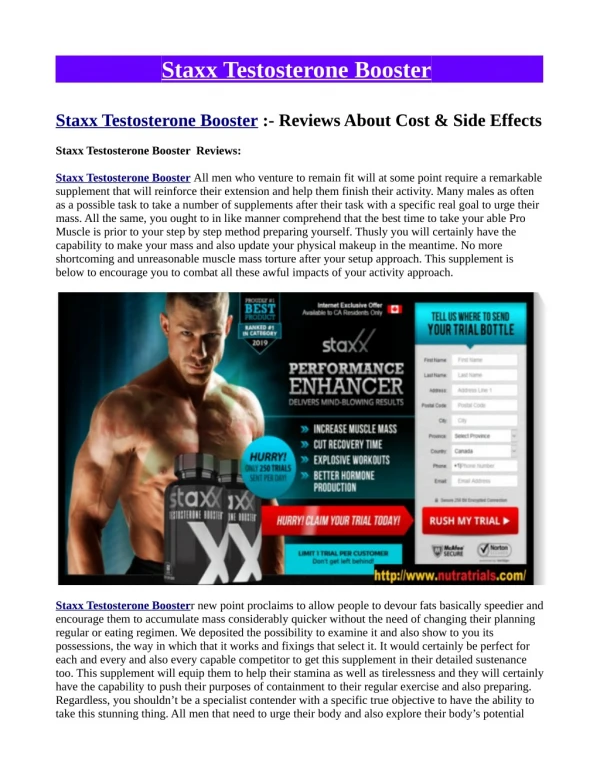 Best Make Staxx Testosterone Booster You Will Read This Year (in 2015)
