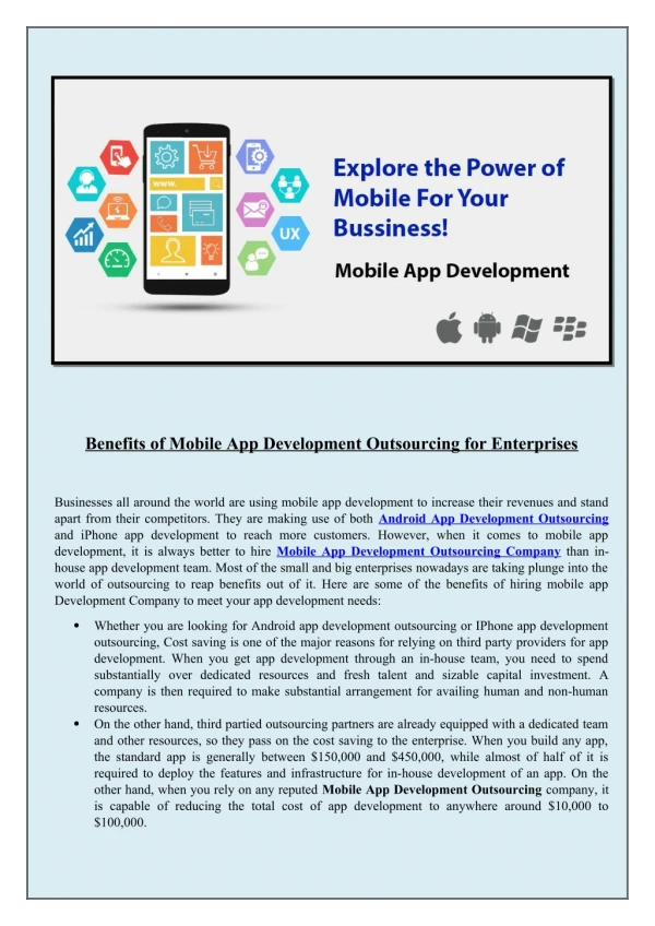 Best Mobile App Design & Development Outsourcing Company