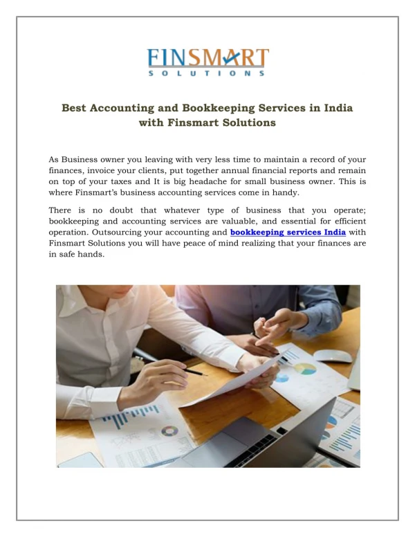 Best Accounting and Bookkeeping Services in India with Finsmart Solutions