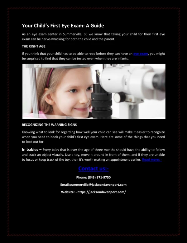 Your Child’s First Eye Exam: A Guide