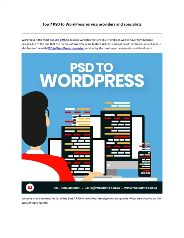 Best 7 PSD to WordPress development companies