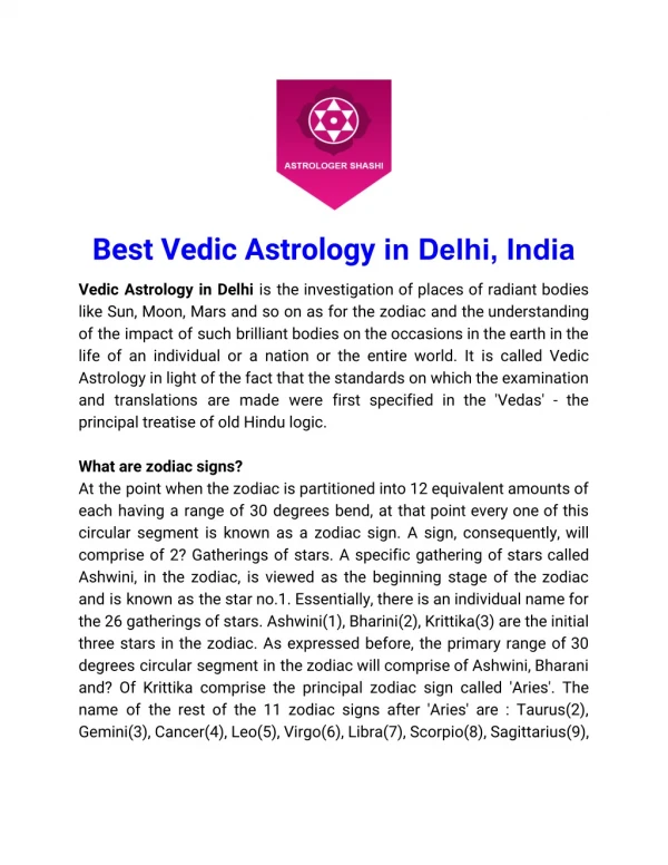 Best Vedic Astrology in Delhi, India
