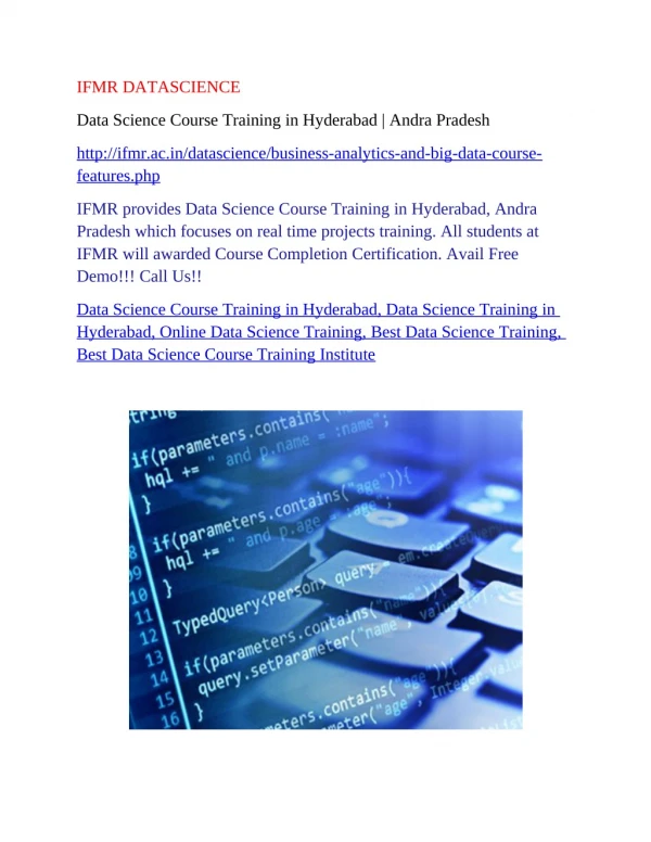 Data Science Course Training in Hyderabad | Andra Pradesh