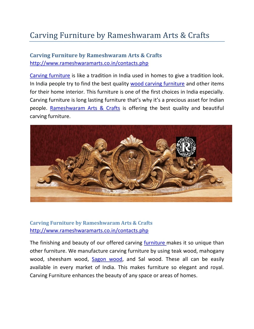 carving furniture by rameshwaram arts crafts