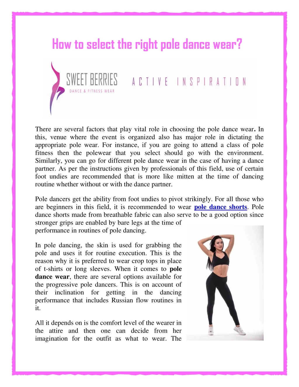 how to select the right pole dance wear