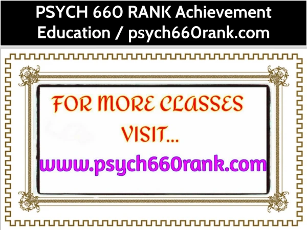 PSYCH 660 RANK Achievement Education / psych660rank.com
