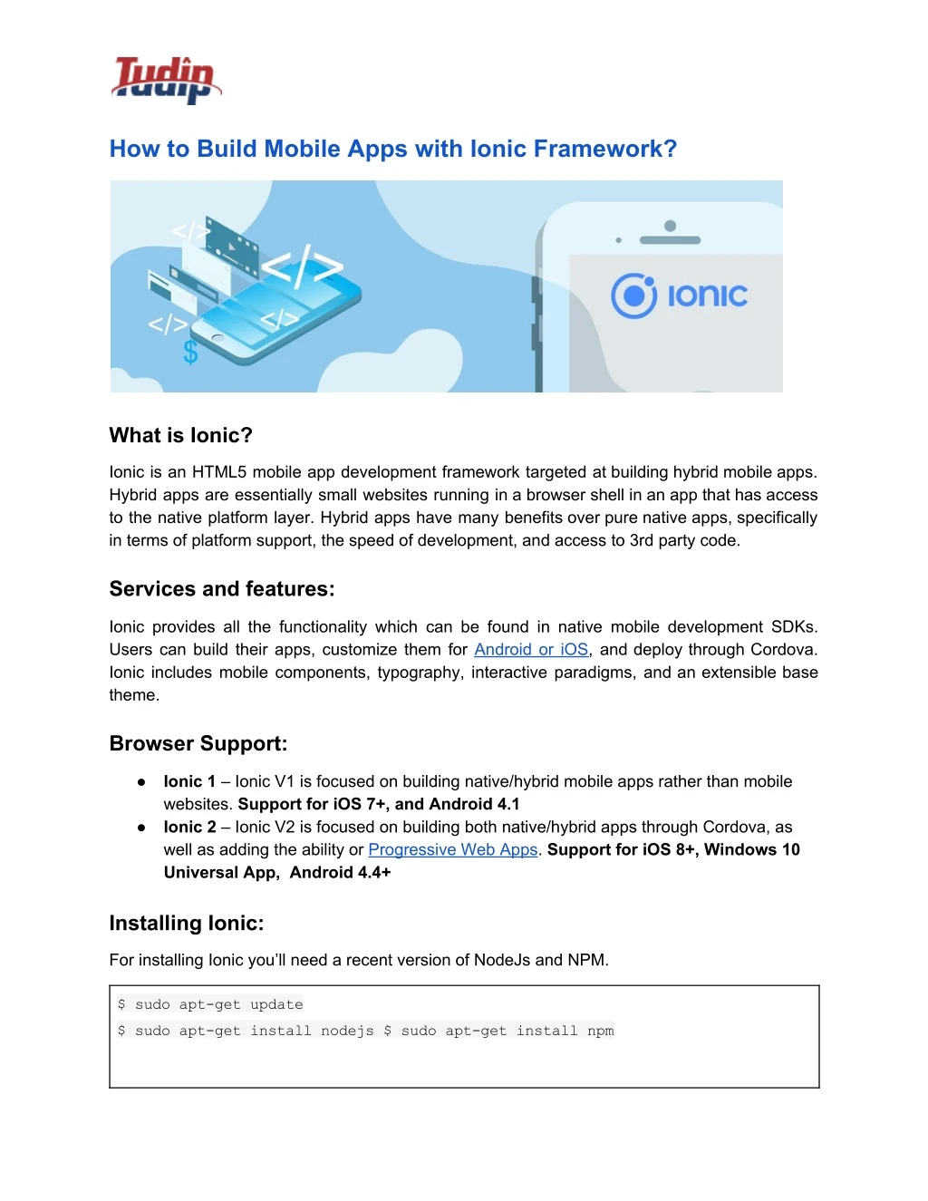 how to build mobile apps with ionic framework