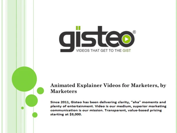 Best Animated Explainer Video | gisteo