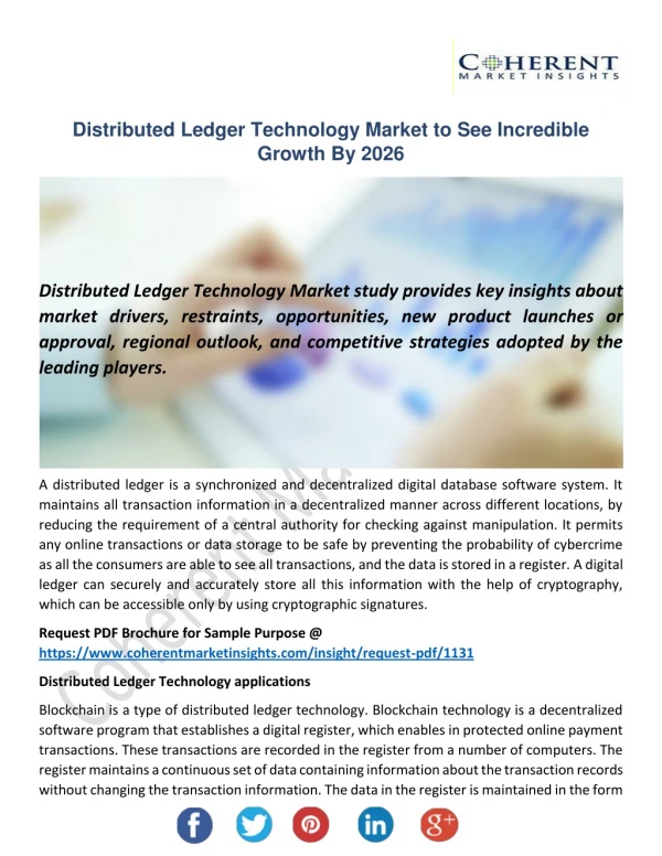 Distributed Ledger Technology Market Outlook, Guidelines Overview and Upcoming Trends Forecast till 2026