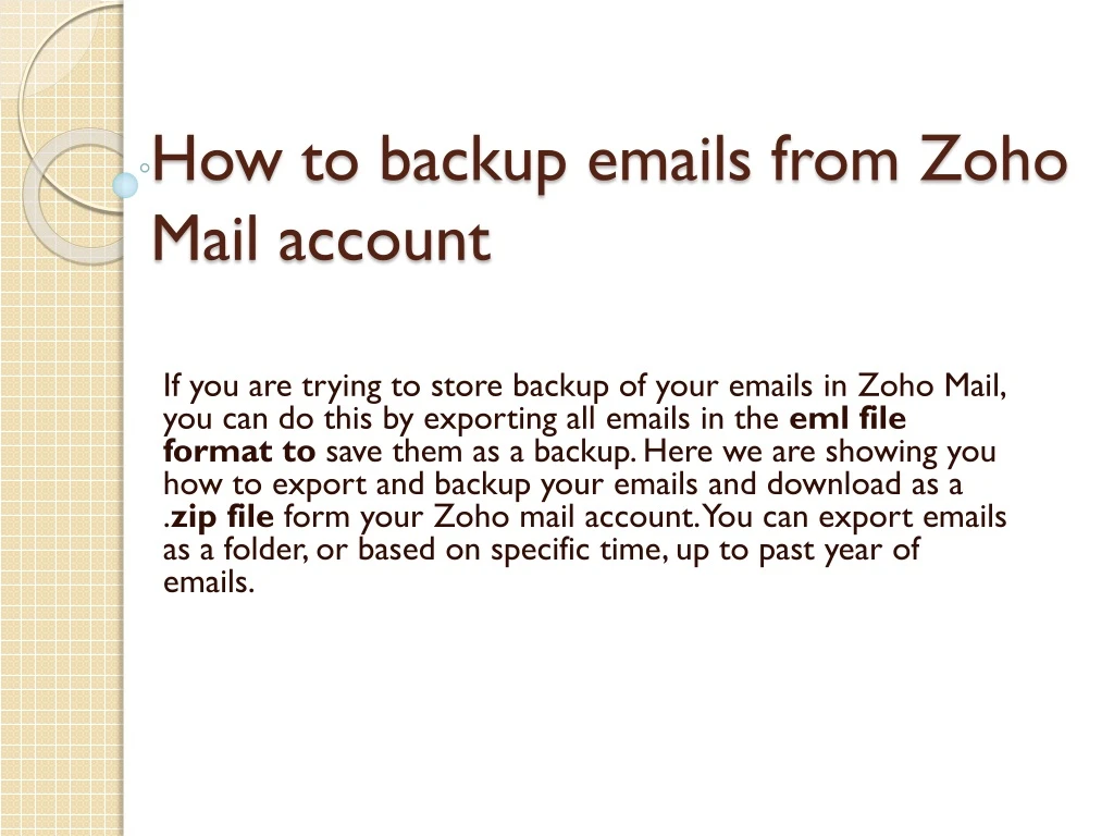 how to backup emails from zoho mail account