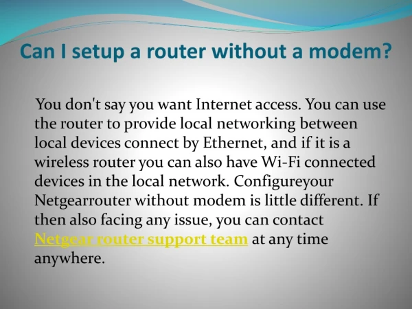 Can I Setup a Router Without a Modem?