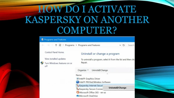 How do I activate Kaspersky on another computer?