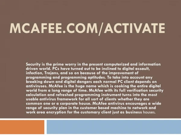 McAfee.com/Activate - Download McAfee Antivirus Product