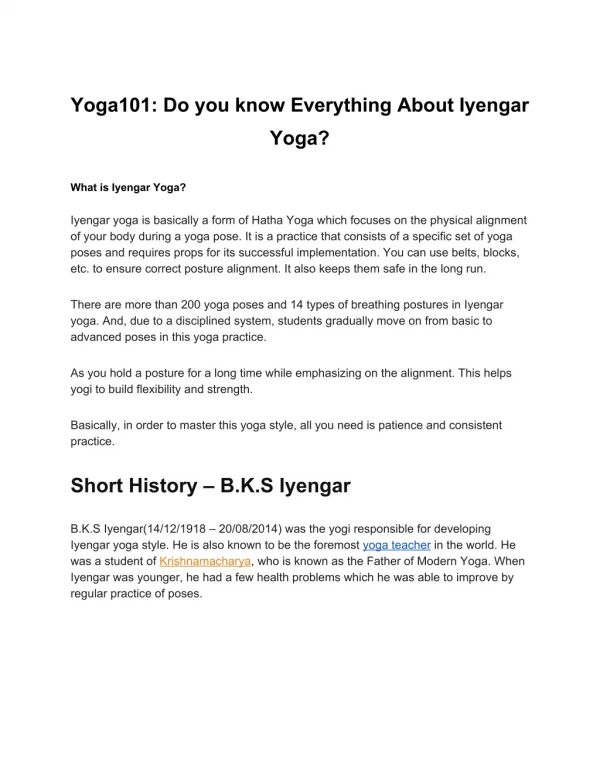 Do you know everything about iyengar yoga?