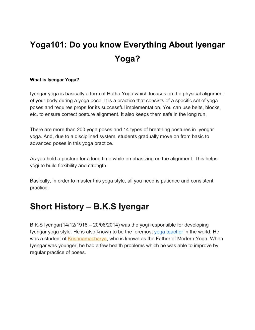 yoga101 do you know everything about iyengar