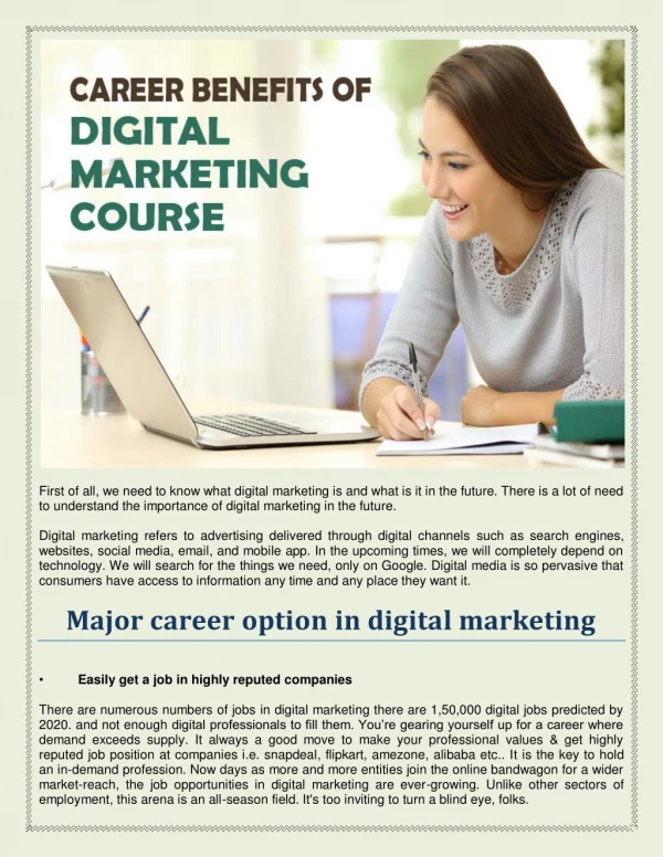 Career benefits of Digital Marketing Course