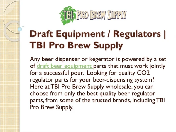 Draft Equipment – Regulators | TBI Pro Brew Supply