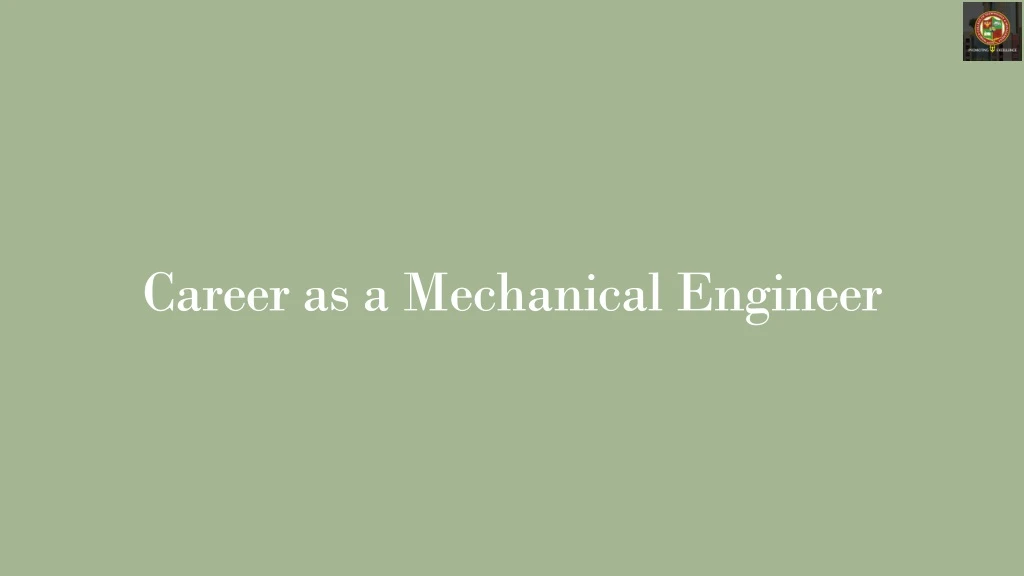 career as a mechanical engineer