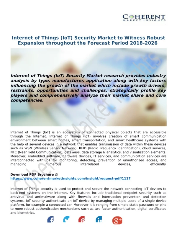 Internet of Things (IoT) Security Market to Witness Robust Expansion throughout the Forecast Period 2018-2026