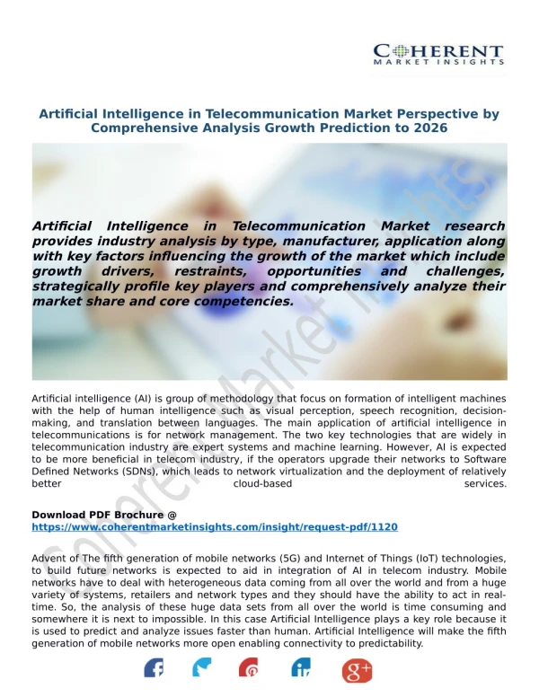 Artificial Intelligence in Telecommunication Market Perspective by Comprehensive Analysis Growth Prediction to 2026