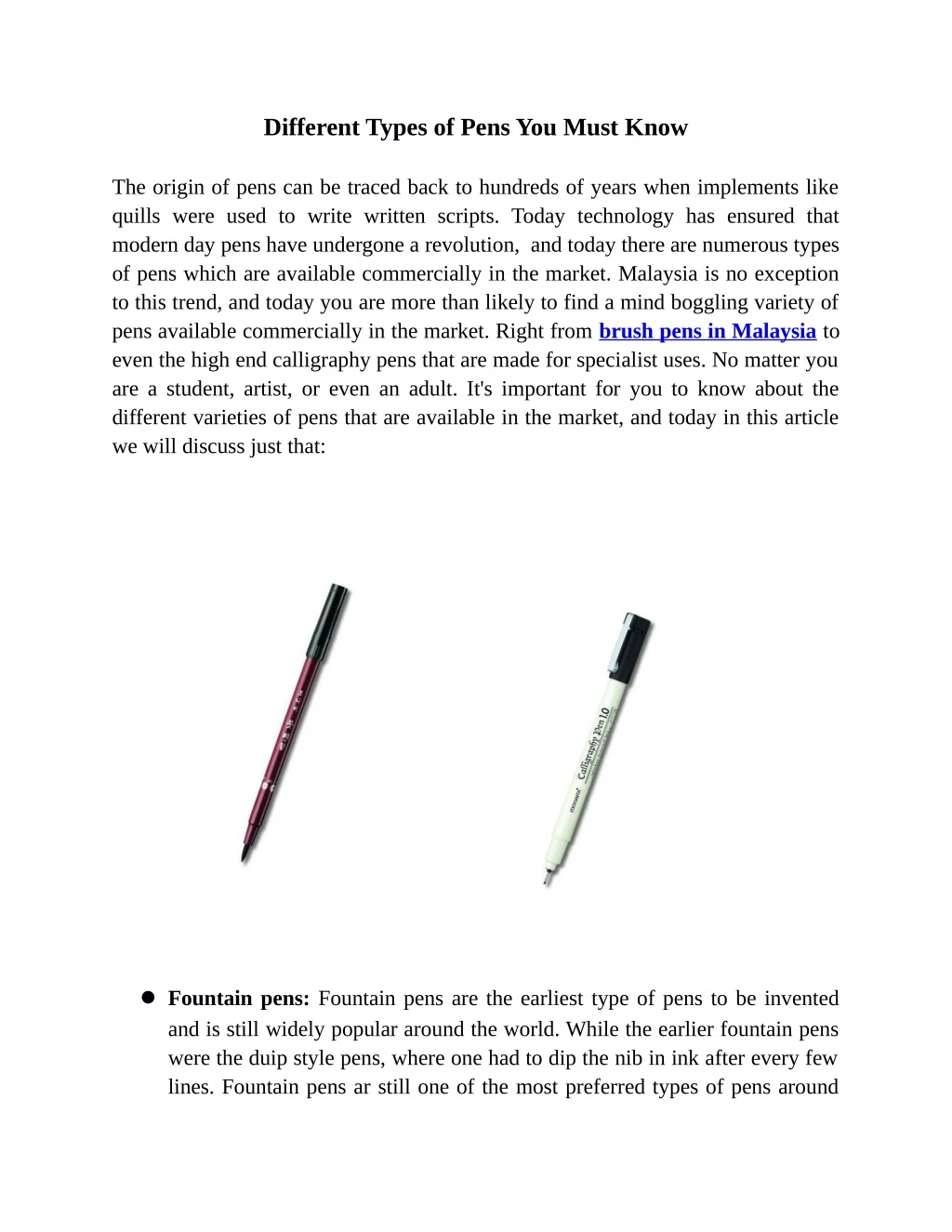 different types of pens you must know