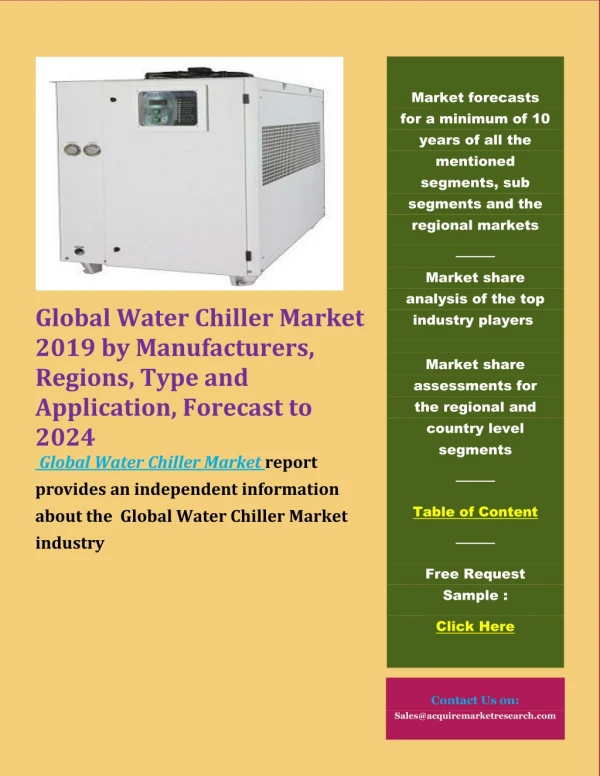 Global Water Chiller Market 2019 by Manufacturers, Regions, Type and Application, Forecast to 2024