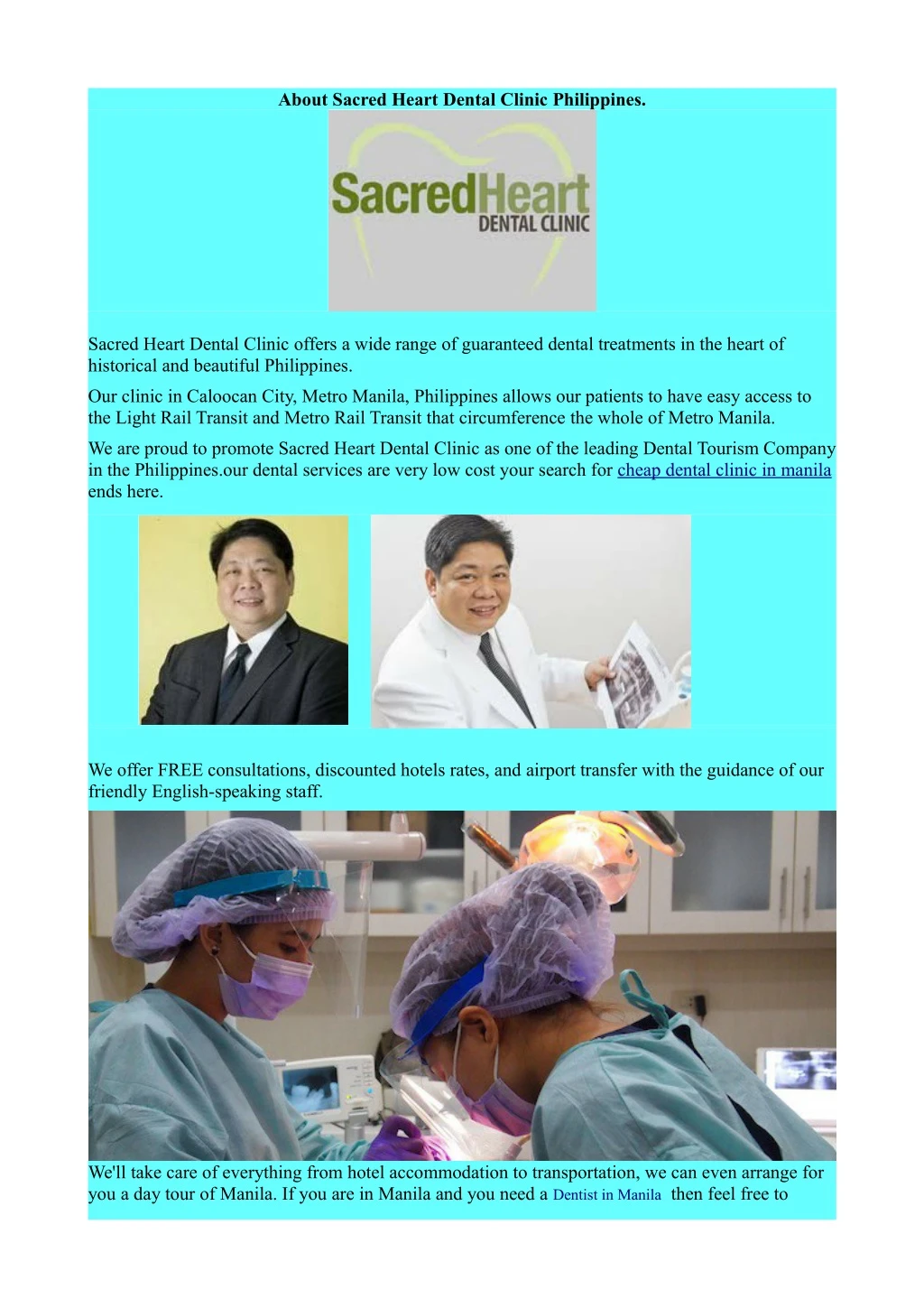 about sacred heart dental clinic philippines