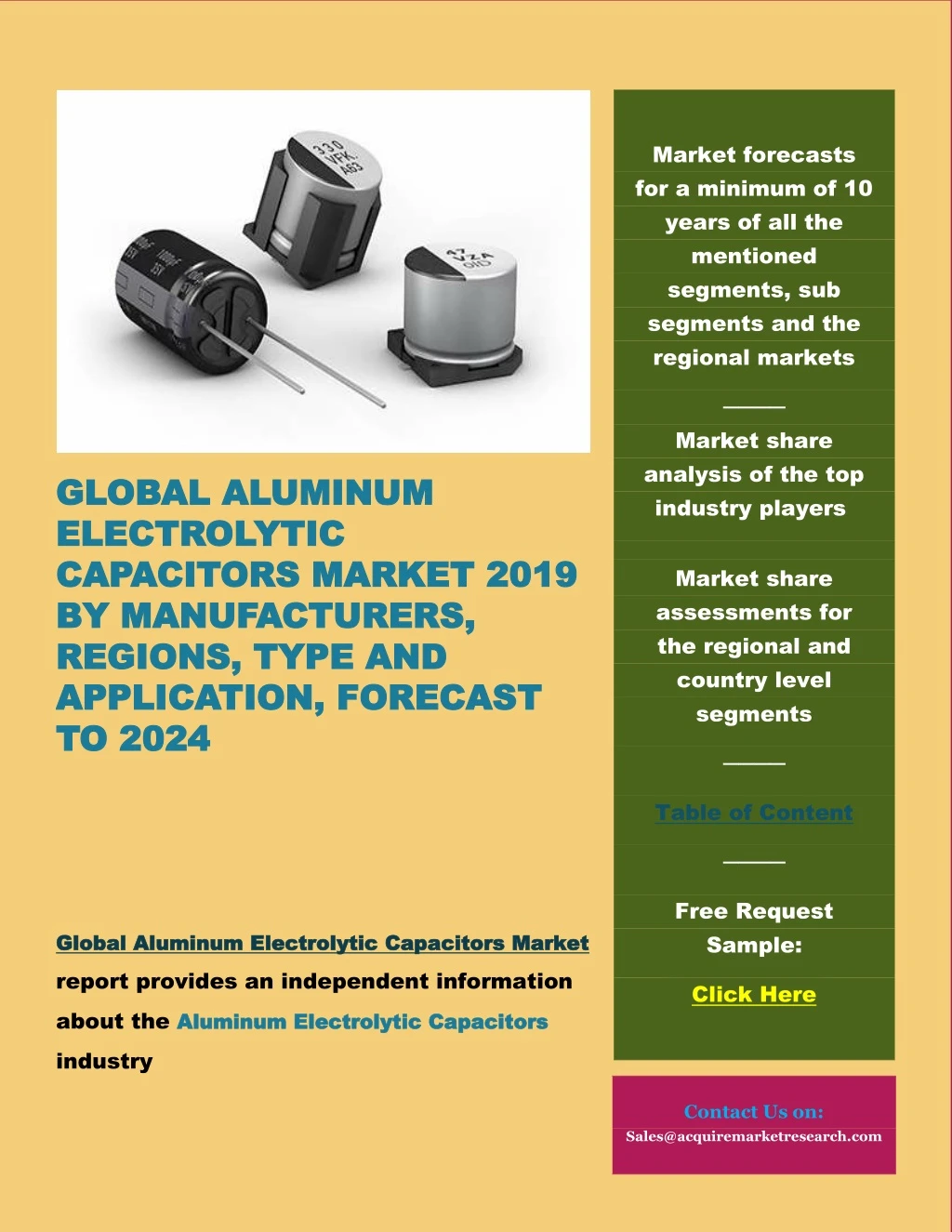 market forecasts for a minimum of 10 years