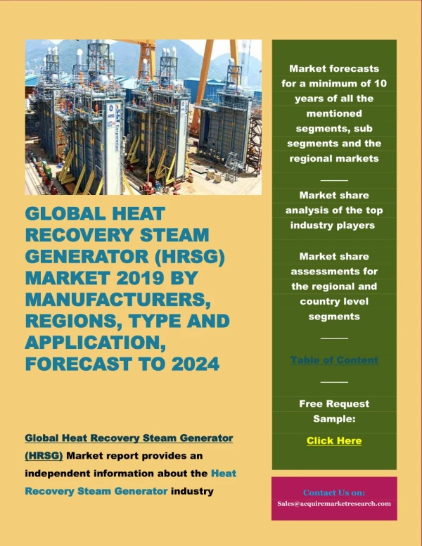 Global Heat Recovery Steam Generator (HRSG) Market 2019 by Manufacturers, Regions, Type and Application, Forecast to 202