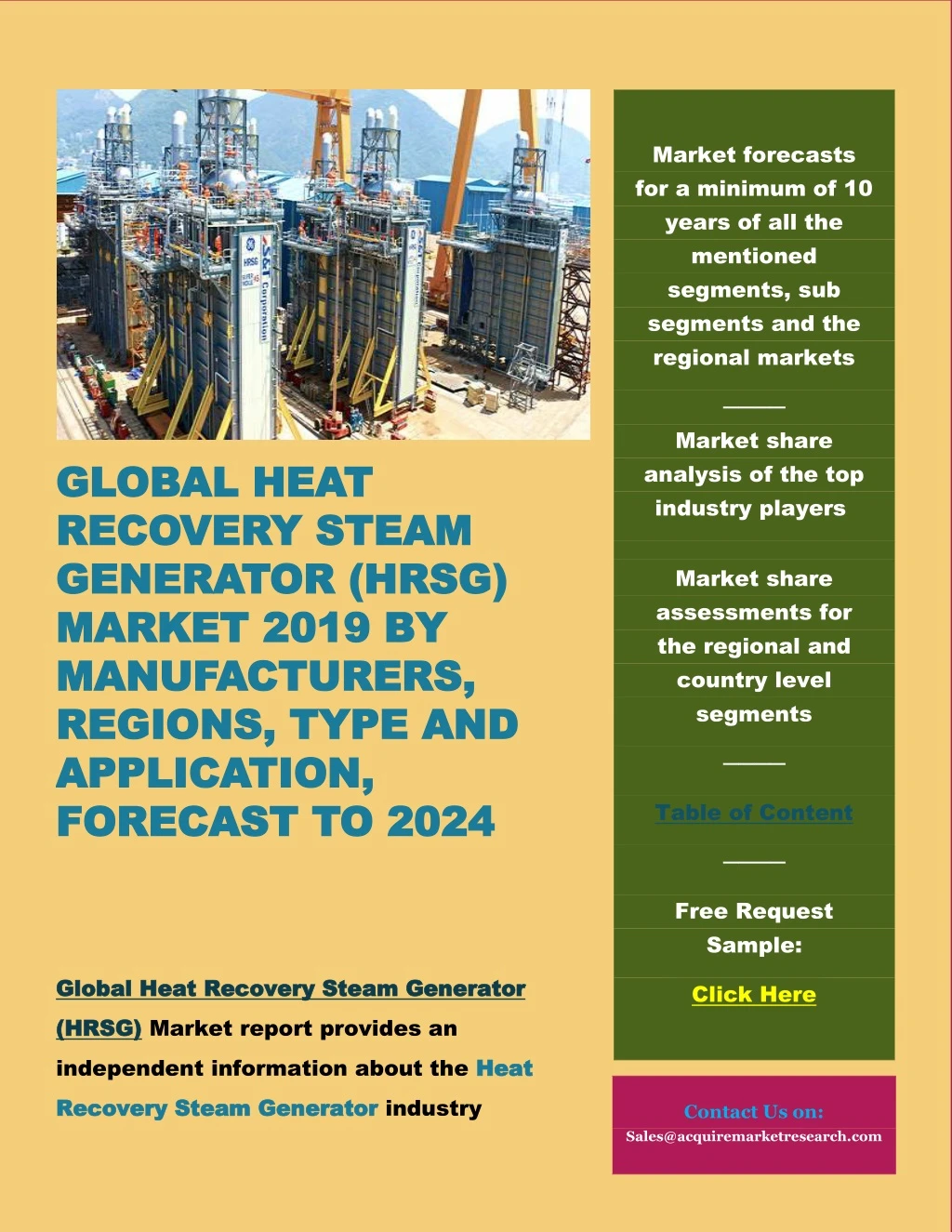 market forecasts for a minimum of 10 years