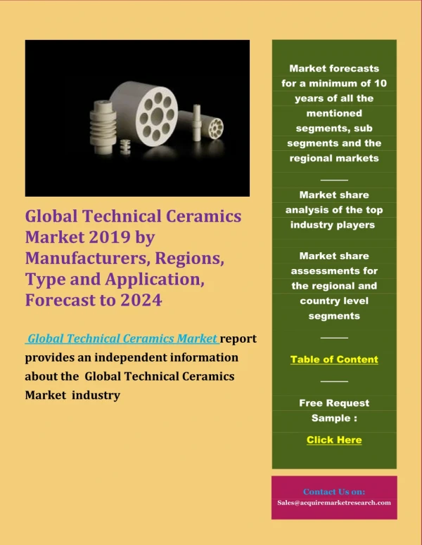 Global Technical Ceramics Market 2019 by Manufacturers, Regions, Type and Application, Forecast to 2024