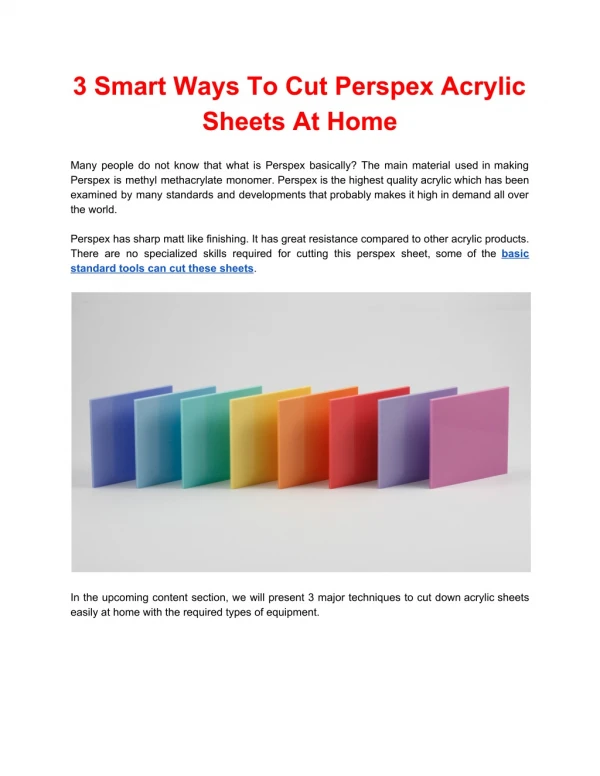 3 Smart Ways To Cut Perspex Acrylic Sheets At Home