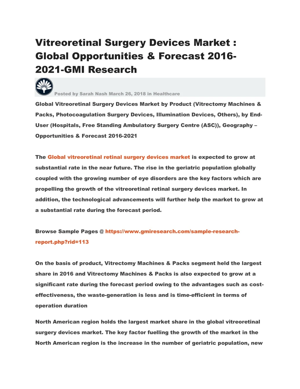 vitreoretinal surgery devices market global