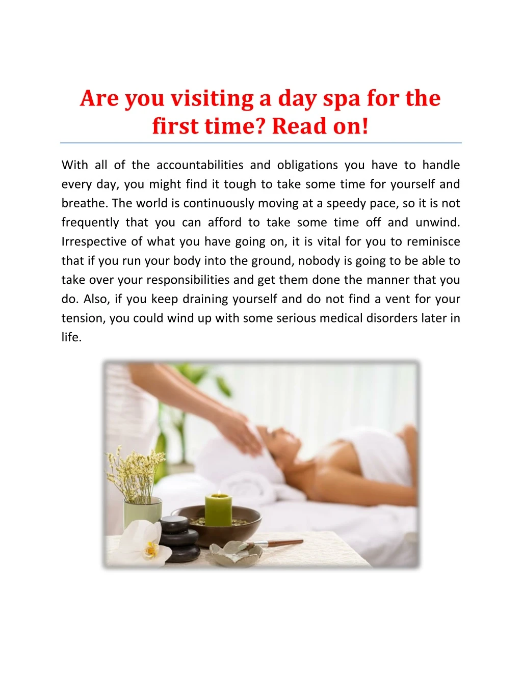 are you visiting a day spa for the first time