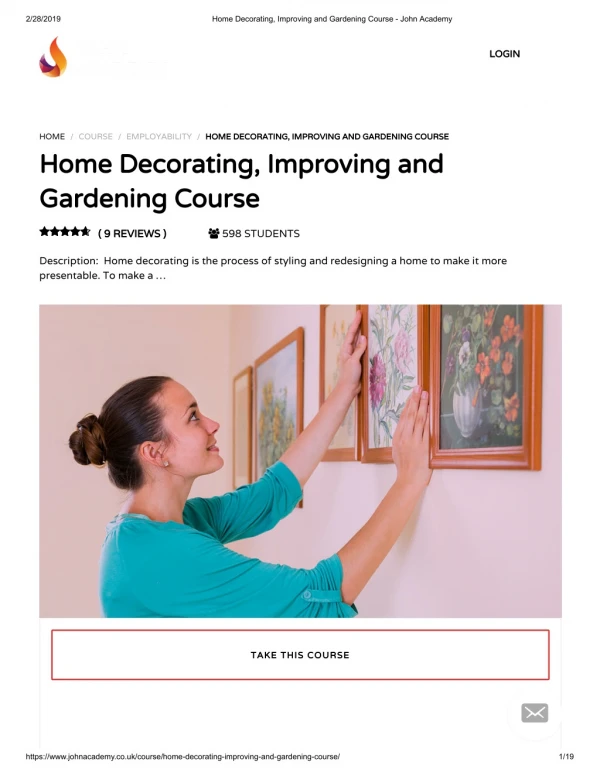 Home Decorating, Improving and Gardening Course - John Academy