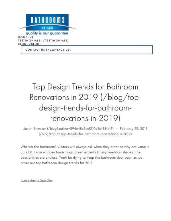 Top Design Trends for Bathroom Renovations in 2019