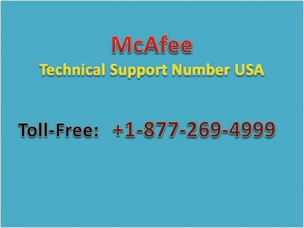 McAfee Technical Support Number USA 1-877-269-4999