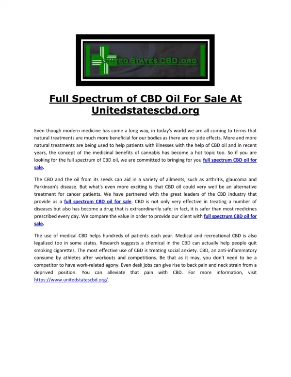 Full spectrum CBD oil for sale