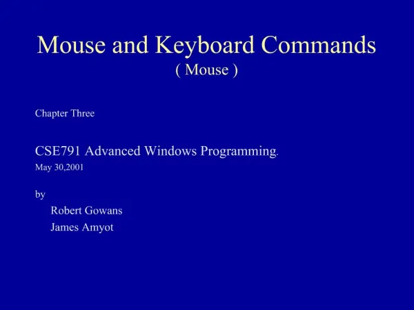 Mouse and Keyboard Commands Mouse