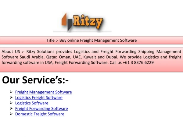 Buy online Freight Management Software