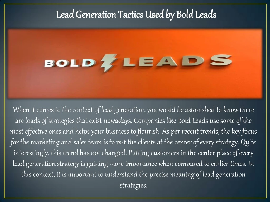 lead generation tactics used by bold leads lead