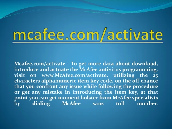 MCAFEE.COM/ACTIVATE- ACTIVATE MCAFEE PRODUCT KEY