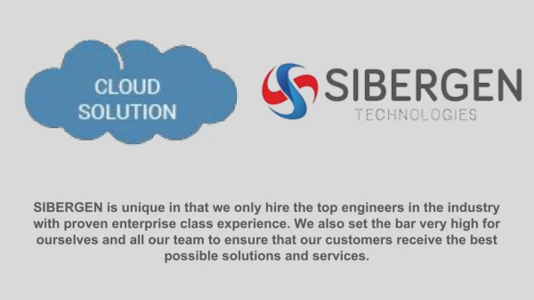 Cloud Solutions | SIBERGEN Technologies | 24/7 support