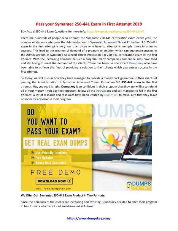 Want To Pass Symantec 250-441 Exam Immediately?