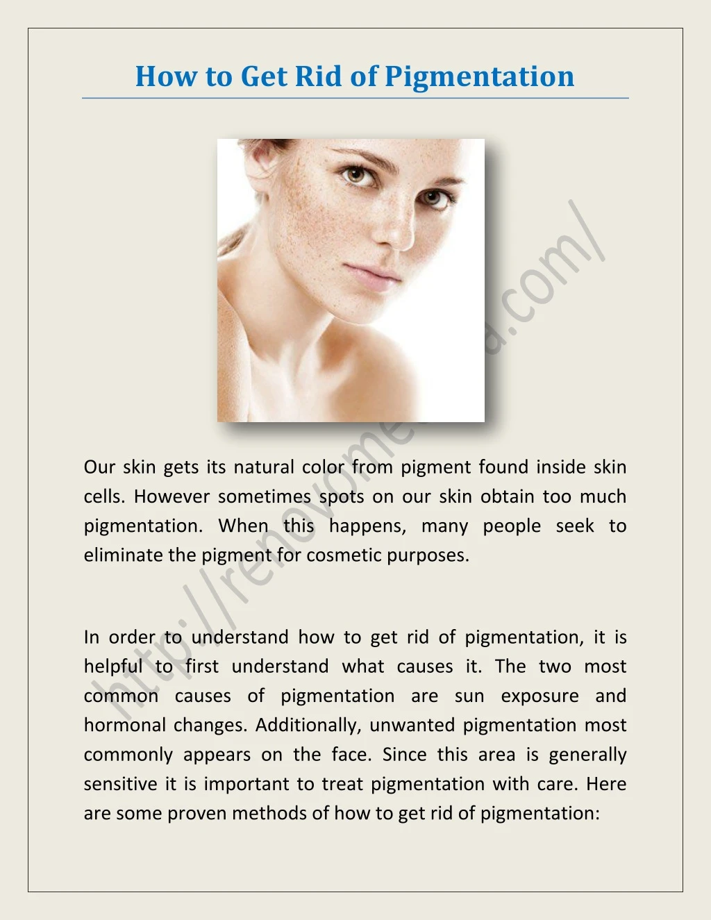 how to get rid of pigmentation