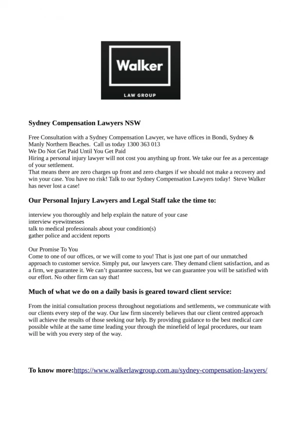 Sydney Compensation Lawyers