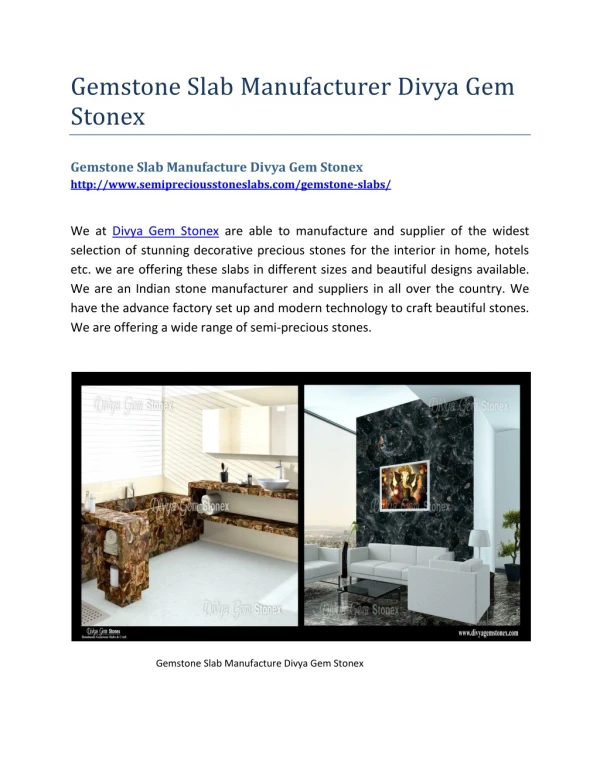 Gemstone Slab Manufacture Divya Gem Stonex