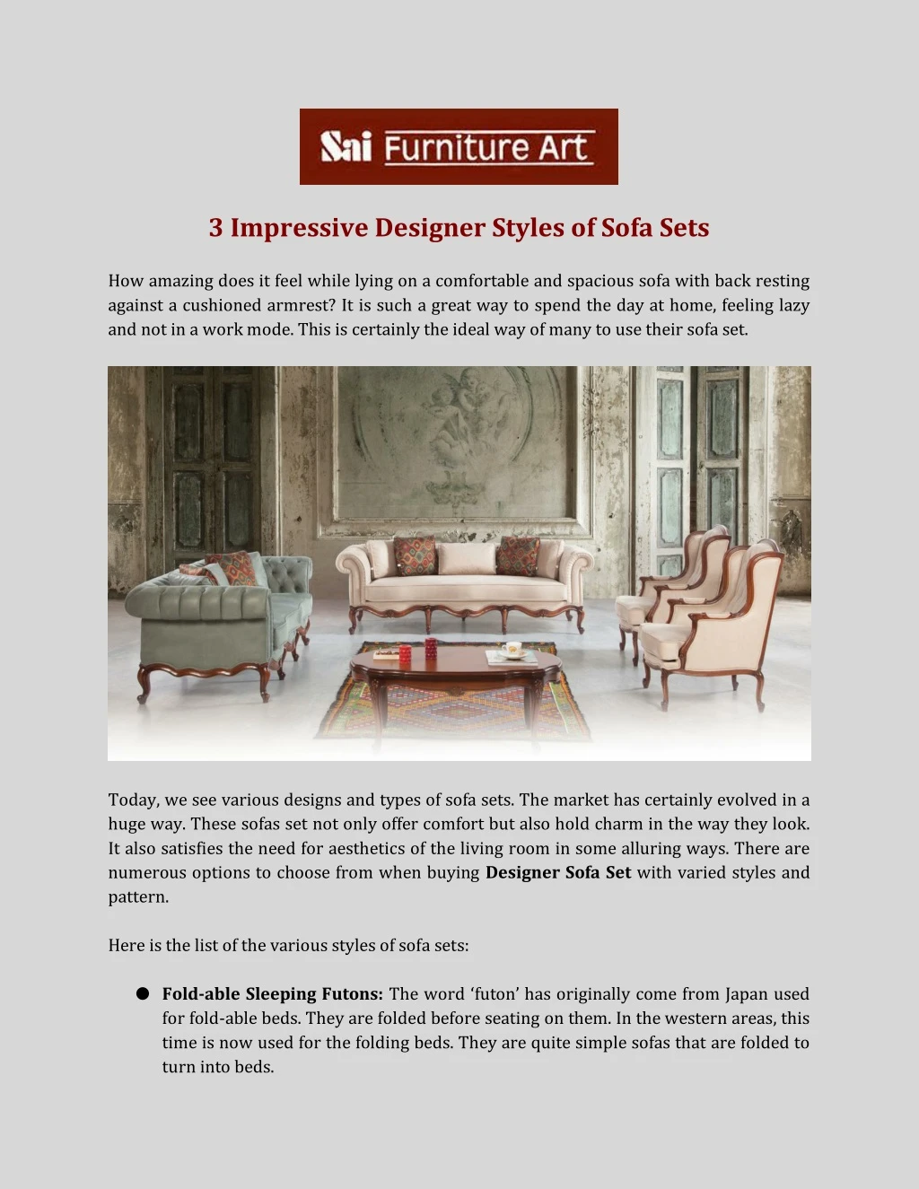 3 impressive designer styles of sofa sets